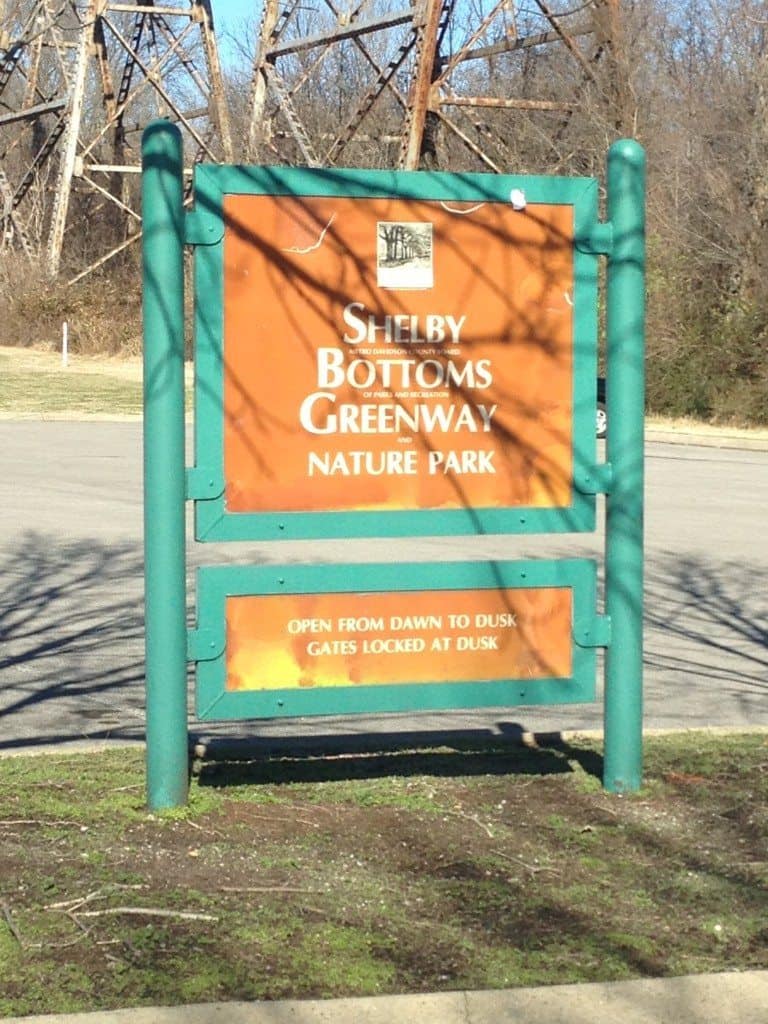 Shelby Bottoms Nature Center & Park greenway trail entrance sign