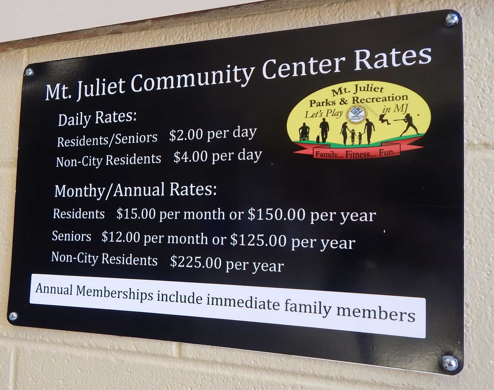 Charlie Daniels Park - Mt Juliet Community Center Rates