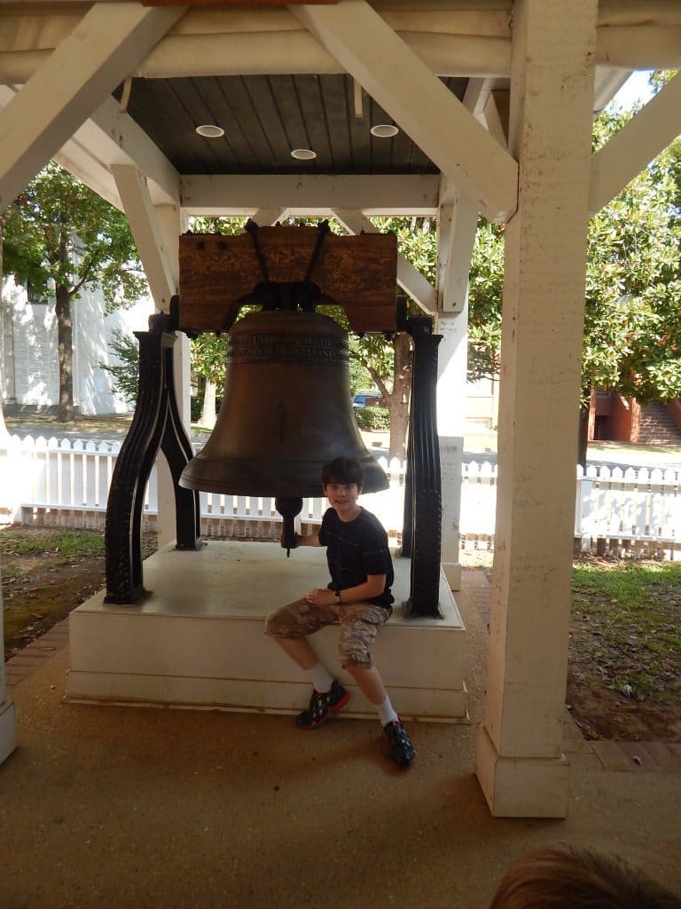 Consitutional Village - Ringing the Liberty Bell replica