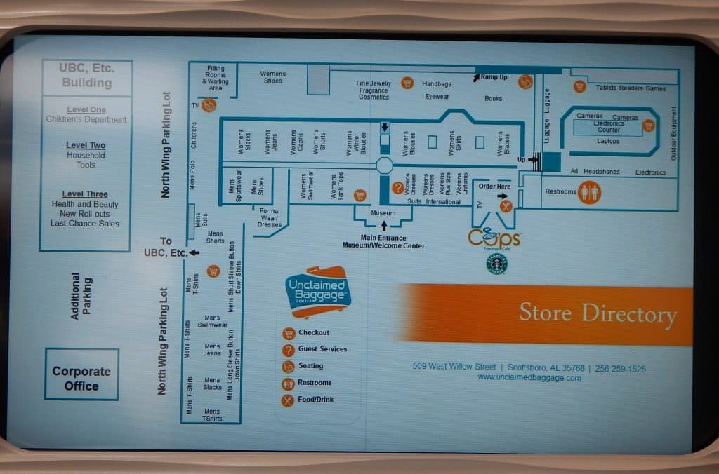 Unclaimed Baggage - store map