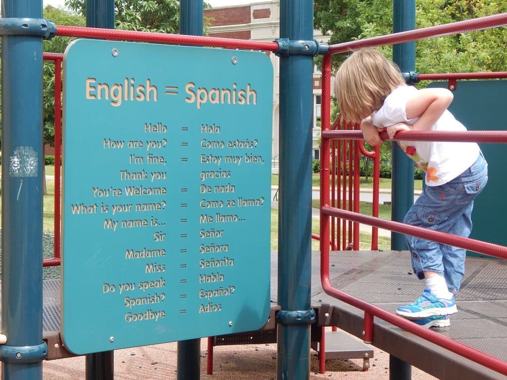 East Park and Recreation Center - learn Spanish from playscape signs