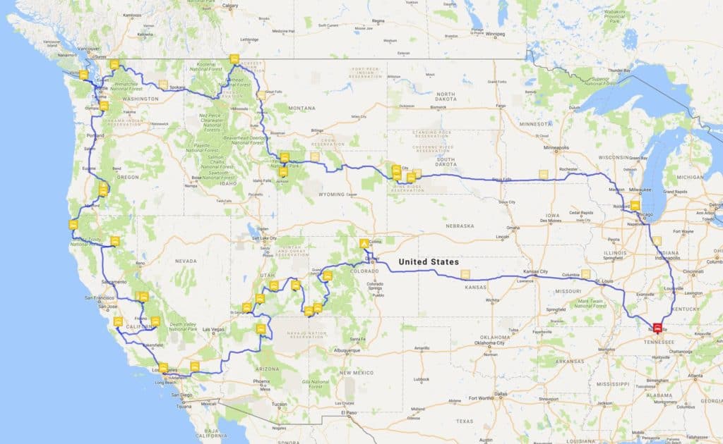 Be Present: T-Minus 1 Day and Counting to our Road schooling adventure. This is our rough draft map