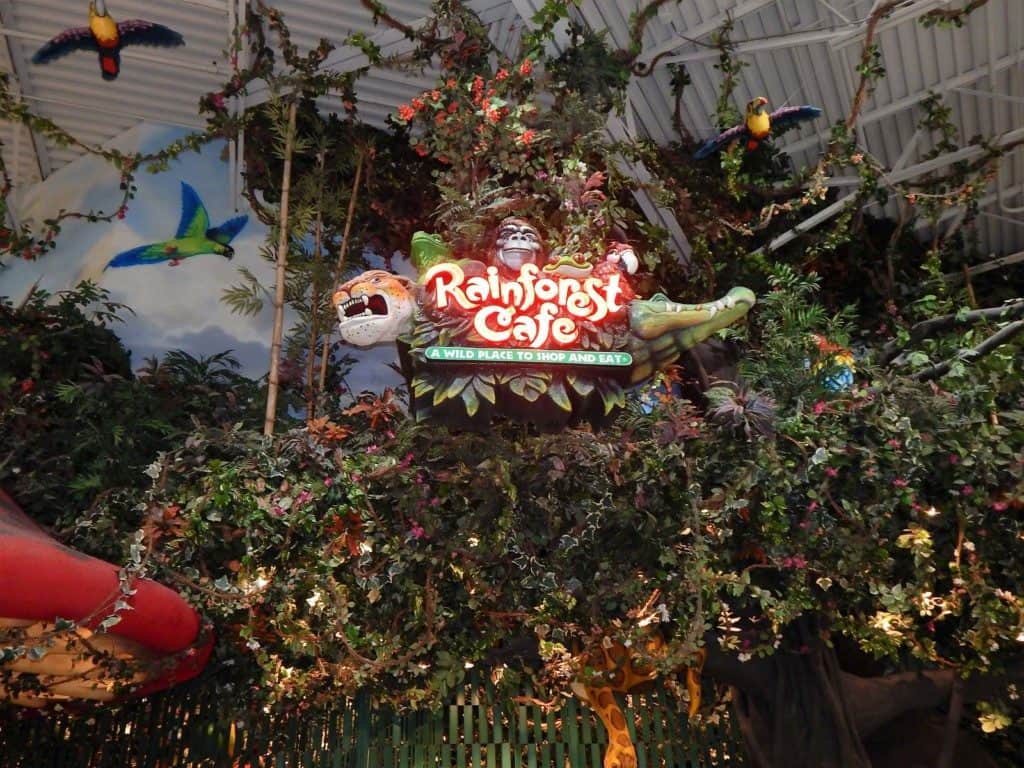 Restaurants in Opry Mills Mall - Rainforest Cafe sign