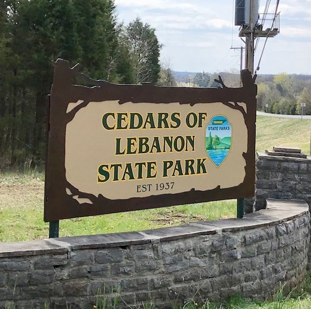 Cedars of Lebanon State Park sign