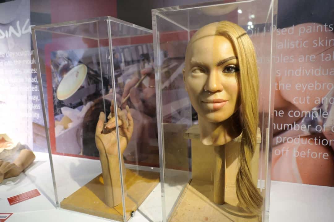 Wax figures partially completed at Madame Tussauds in London.