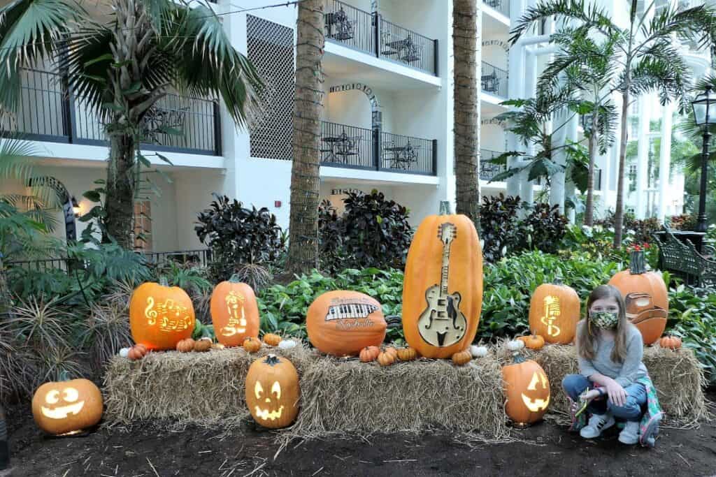 A display of pumpkins on the Jack O'Lantern Walk inside the Gaylord Opryland hotel.